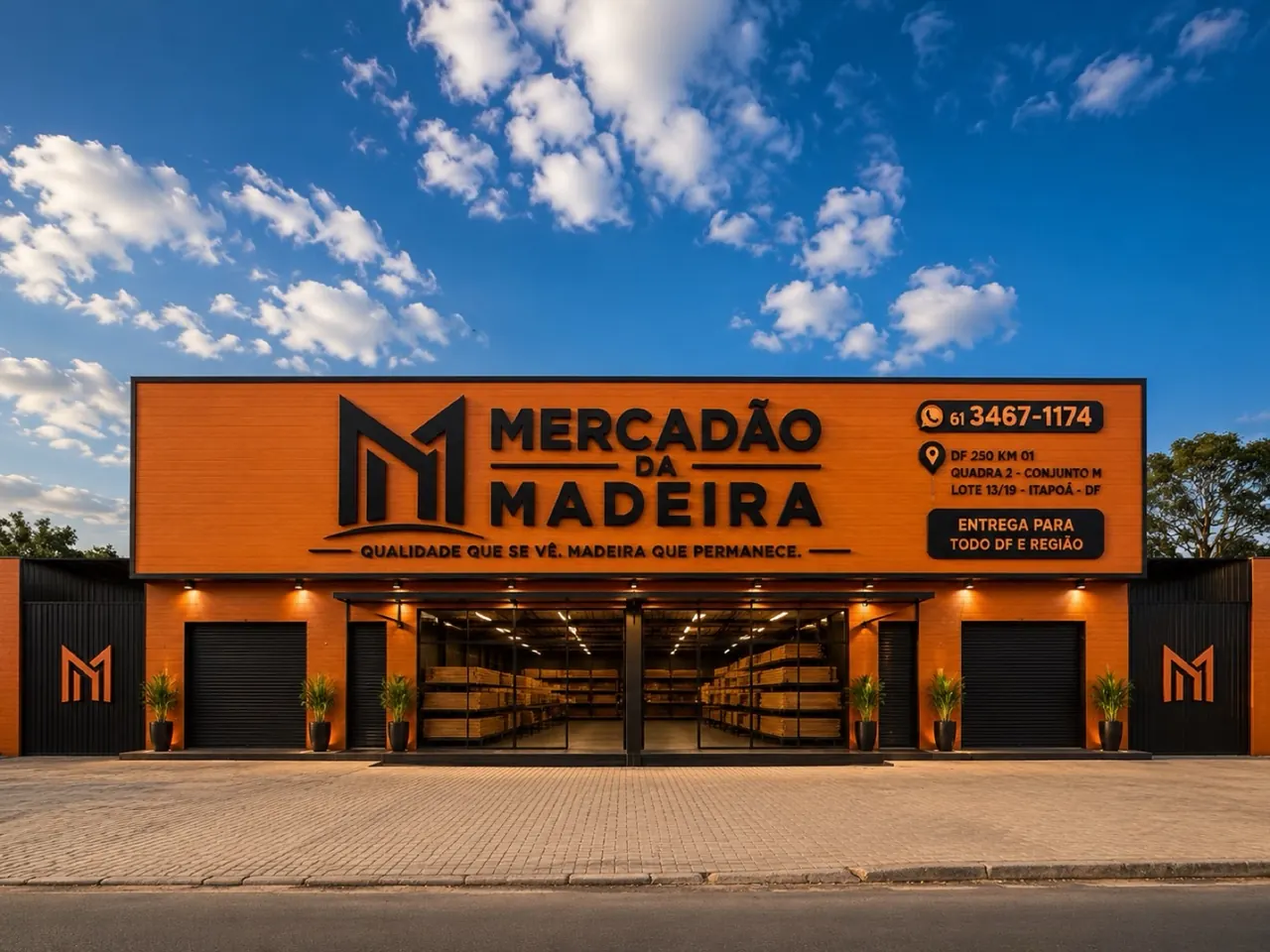 Fachada da loja Mercadão da Madeira, no Itapoã-DF